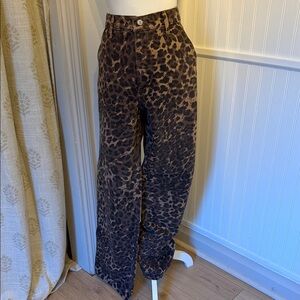 Abercrombie & Fitch Leopard Print Wide Leg Jeans